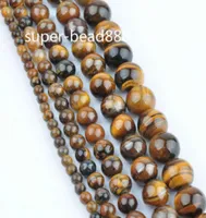 New 200pcs 46810mm Tiger Eye Round Stone Loose Spacer Beads For Jewelry Making2247205