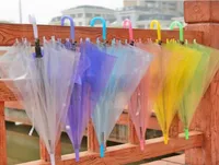 New Wedding Favor Colorful Clear PVC Umbrella Long Handle Rain Sun Umbrella See Through Umbrella1423140