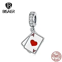 in BISAER Poker Love Ace Pendant 925 Sterling Poker Silver Love Charms Beads fit for Bracelets Necklaces DIY Jewelry ECC1172 Y82313S