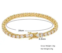 3mm 4mm 5mm 7Quot 8Quot 9Quot Silver Gold Rosegold 5A Cubic Zirconia Iced Braclets Bling Chain Hiphop Tennis ankletbracelet2309946