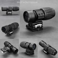 Tactical 3x 5x Rifle Scope Magnificier Fit 1x Red Dot Viete rapide Flip Weaver Picatinny Rail Mount Base Hunting Shooting AirSoft242F