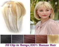 3D Clip in Air Bangs 100 Remy Human Hair Extensions One Piece Air Fringe Hand Clip Clip Straight على Hairpiece مع معابد WO7728493