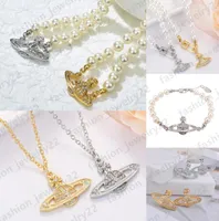 Colliers de perles Pin Collier Saturne Designer Bijoux Bracelet Boucle d'oreille Mère de Pearl Pendant Diamond Copper 18K Gold 2566269