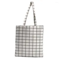 Einkaufstaschen Canvas -Einkaufstasche ökologisch Verwendung faltbare Handtasche große Kapazität Plaid für Fraueninnen weiblicher Käufer