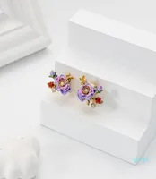 Stud jaeeyin 2021 hassas emaye gül çiçek altın renk arı Ladybirds renkli yapraklar küpeler klip yıl hediye kızlar 8066690