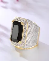 Натуральный обсидиан с подушкой цирконии бриллиантовое кольцо для мужчин Fine Anillos de Bizuteria anillos Mujer Jewellery Gemstone5249361