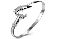 925 Gümüş 10 Piecelot Ürün Cazibesi El Yapımı Klasik Dolphin Açık Ayarlanabilir Bangles Antik 925 Gümüş Bilezikler Bangles Kadın5685712