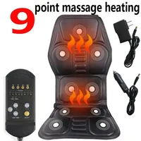 Massage Gun Electric Neck Massager Back Chair Cushion 9 Motor Vibrator Home Car Office Lumbar midja smärtlindring Säte Pad Relax Mat260G