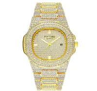 Hip Hop Men Women Diamond Gold Gold Watch Iced Out Watches Stainless Steel Quartz Nautilus Sport Wristwatch Designer de Luxo de Lunhurwatche8397627