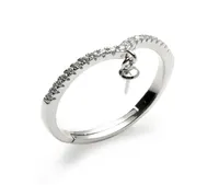 Dangle Ring Semi Monta Clear Cubic Zirconia asfalterade 925 Sterling Silver Pearl Jeweleriy Settings 5 ​​Pieces6855605