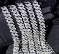 15 mm Micro Pave Prong Cuban Chain Halsketten Mode HipHop Vollverfahren aus Strassschmuck für Männer Frauen 6406715