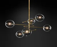 Nordic Copper Black Metal Glass Ball Chandelier Lamp Lamp Magic Bean Lighting Home El Thugure PA0579997890