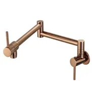 Storage Bags Pot Filler Tap Wall Mounted Foldable Kitchen Faucet Single Cold Hole Rose Gold Sink Rotate Folding Spout BrassStorage4337549