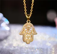 Juya Nuovo design Trendy Goldrose Gold Hamsa Hand of Fatima Necklace a Cipcant Cocklace for Women Men Fashion Turkish Gioielli Whole2821763