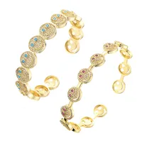 Charmarmband smiley armband armband med glänsande zirkonia högkvalitativa 18k guldplatta leende ansikte armband för kvinnor vänskap juvel188o