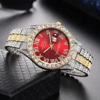 Мода мужчина роскошные бриллианты браслет мужчина Quartz Watch Rose Gold