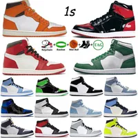 Mens Basketball Shoes Jumpman 1 High OG 1s Bred Patent Lost Found Starfish Gorge Green Stage Haze University Blue Hyper Royal Women Sports