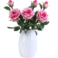 Decoratieve bloemen One Fake Single STEM Paris Rose 2 Heads Simulation Roses for Wedding Home Artificial