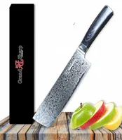 Grandsharp 7 Inch Nakiri Knife Damascus Japanese Stainless Steel VG10 Cooking Tools Damascus Chef Knife Sharp Cleaver Vegetables 6218722