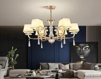2021 Neue Goldene KristalllED -Kronleuchter f￼r Wohnzimmer Schlafzimmer K￼che Luxus Stofflampenschirm H￤ngende Lampen -Leuchten Home Decorati2521510