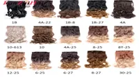 Lanzhi 22 pulgadas Clip de cabeza completa en la extensi￳n del cabello ola de cuerpo largo Natural marr￳n negro 5 clipspcs piezas de cabello sint￩tica para mujeres lz104161129