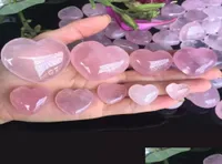 Arts and Crafts 2022 Natural Rose quarzo a forma di cuore a forma di palma intagliato in cristallo amante della gemma guarigione Gife Stone Hearts5594790
