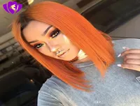 selling black roots ombre orange color Short Bob Wigs Brazilian full Lace Front Wig synthetic heat resisatant hair For Black Wo8472241