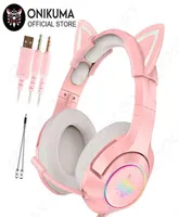 Headsets ONIKUMA K9 Gaming Headset casque Cute Girl Pink Cat Ear Stereo Headphones with Mic LED Light for Laptop Computer Gamer T27163044