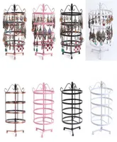 144 Holes Multifunctional Earrings Stud Necklace Jewelry Display Rack Storage Stand Metal Rotating Display Stand Holder 4 Colors2540012