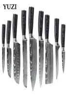 K￼chenmesser Set 19 St￼cke Damaskus Muster scharfe japanische Santoku -Kochmesser Messer Cleaver schneiden Hacking mit Harzhandel5469227