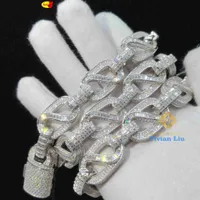 Collana di gioielli fine hip hop personalizzata Bracciale 925 Silver Iced Out VVS Moissanite Diamond Cuban Link Chain