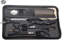 H￥rklippande sax Suit 55quot 6quot 440C tunnare Shears Barber Makas fris￶rsax Razor Professional Hair SCISS3028399