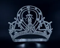 Korony konkursowe Tiaras Lager Regulowany zwycięzca Miss Pageant Queen Bridal Wedding Princess Hair Jewelry na imprezę Prom pokazy Headdre7389272