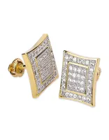 10 mm Iced Out Bling CZ Square Earring 925 Silver Silver Gold Silver Colond Colded Boucles d'oreilles Vis Back Fashion Hip Hop Jewelr5377634