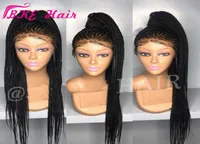 2019 New Cornrow Braid Wig Full Box Braids Hair Synthetic Lace Front Wigs Long Blackdark Brownburgundyblonde African American W9206017