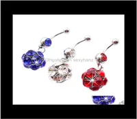 Bell D0153 3 colores Anillos de ombligo Button Body Piercing Jewelry Dangle Fashion Charm Lovely Cz Stone Steel 10pcslot 5EH4I 6DJXQ3008541