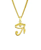 Fashion Mens Designer Hip Hop Jewelry Gold Plated Eye of Horus Pendant Necklace Rhinestone 60cm Long Chain Punk Men Halsband för 6979387