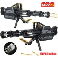 1422PCS Technic City Gatling Guns Emission Model Building Kits blokkeert militair leger WW2 wapenstenen speelgoed voor jongensgeschenken