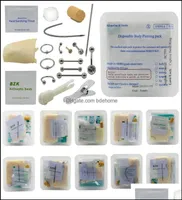 Burun Halkaları Saplamalar Vücut Takı Tek Kullanımlık Piercing Kiti Tıbbi Steril Paket Kulak meme göbeği Göbek Septum Piercer Aracı Hine Dro6936191