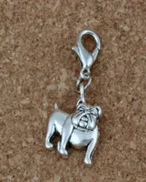 Mic 100pcs antik gümüş alaşım sevimli bulldog takılar ıstakoz tokası ile boncuk cazibe bileziği 13 x 31mm DIY mücevher A225B3054220