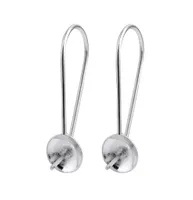 إعدادات المجوهرات غطاء بسيط مع PEG EARWIRES 925 Sterling Silver Ear Wire Hooks Pearl Mounts 5 Bairs2795787