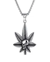 Men Hip Hop Style Stainless Steel Skull Woven Maple Leaf Pendant Necklace BXG034 Fashion Charm Dangle Chain Accessories Punk Rock 8703419