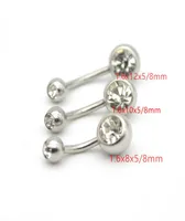 Double Clear CZ Gem Belly button rings Navel Bar Fashion Body Piercing Jewelry 14G 316L Surgical Steel Crystal Women Whole2691707