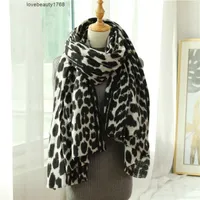 Scarves Cashmere Scarf for Women Luxury Leopard Warm Hijab Winter Lady Pashmina Shawls and Wraps Foulard Thick Blanket 220922 Flzv 6wfz