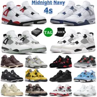 With Box 4 Retro Basketball Shoes Men Women 4s Midnight Navy Military Black Cat Red Cement Thunder Oil Green White Oreo Lightning Mens Trainers Outdoor Sneakers
