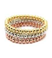 Whole 10pcslot 6mm 24k Real Gold Rose Gold Platinum Plated Round Copper Beads Men Woman Birthday Giftsストレッチブレスレット7419806