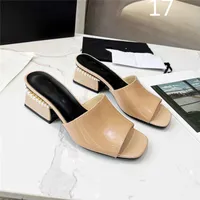 Summer Popular Women Sandals Channel Luxury Brand Business Dress Wedding Party Leather High Heels Casual Flat Slippers 04-06