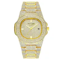 Hip Hop Men Women Diamond Gold Gold Watch Iced Out Watches Stainless Steel Quartz Nautilus Sport Wristwatch Designer de Luxo de Luificado Awatche9728392