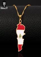 Cała libańska mapa flaga Naszyjniki Złota Kolor Country Biżuteria Patriotyczne National Logo9895539
