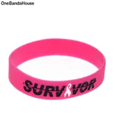 100PCS Survivor Silicone Rubber Bracelet Classic Decoration Logo Debossed and Filled in Color Adult Size Pink7753552